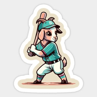 Vintage goat batter - Retro 1990s Cartoon Style Baseball Art Sticker